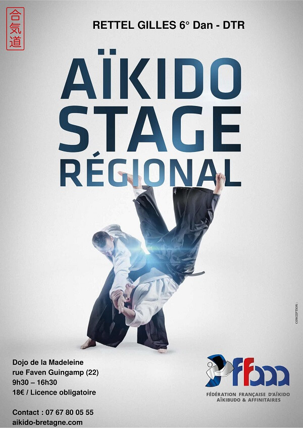 affiche du stage Aïkido de ligue du 30 septembre 2018 à Guingamp